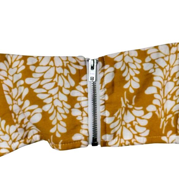 SELFIE LESLIE Linka Ruched Cropped Top / Ruffle Skirt Set Leaf Print Yellow Sz M - Picture 14 of 16